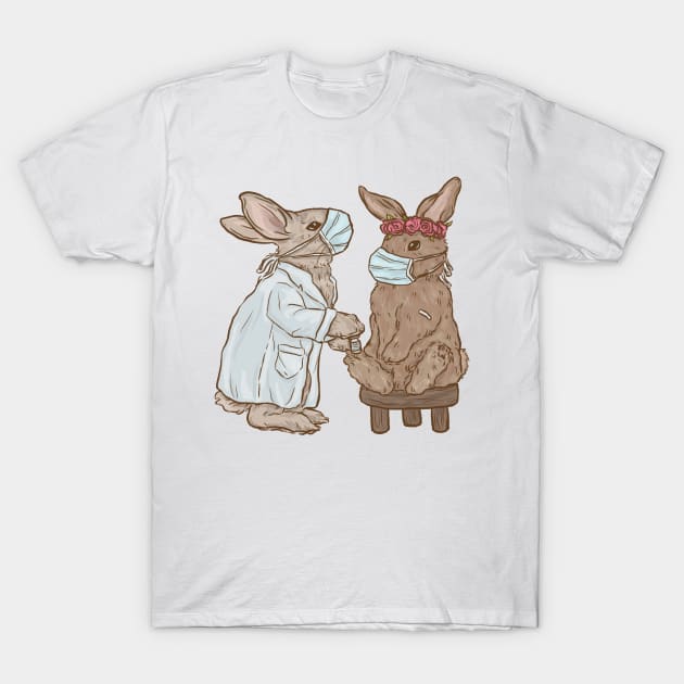 Vaccination Rabbits T-Shirt by Jewelia